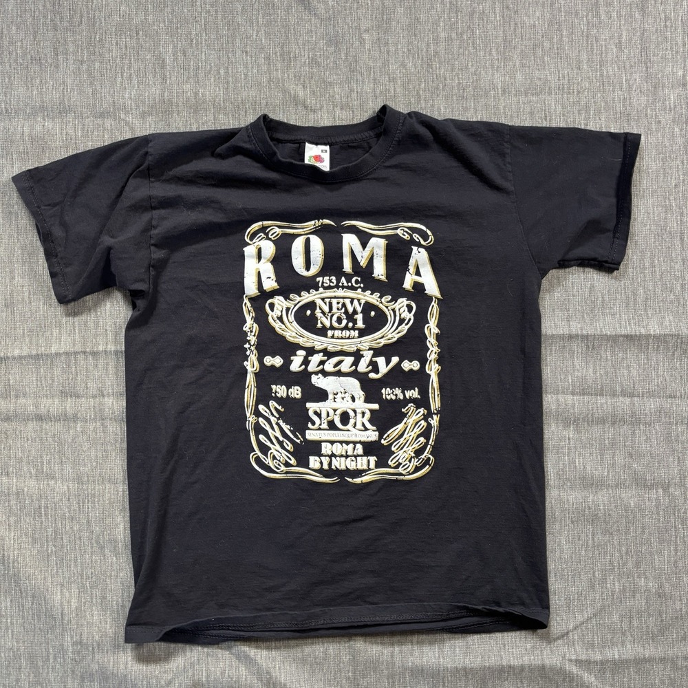 Black Fruit of the Loom Roma Italy T-shirt - M